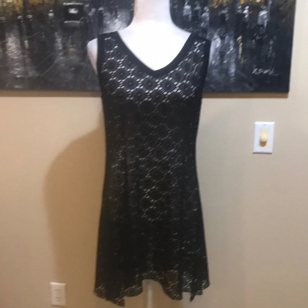 Balance Collection Mesh V-Neck Mini Swim Cover Up with Side Slits-Size L